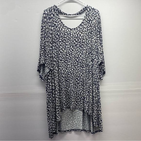 LANE BRYANT Black White Ditsy Floral Top Back Keyhole PLus Size 34/36 rayon Used - Picture 4 of 14